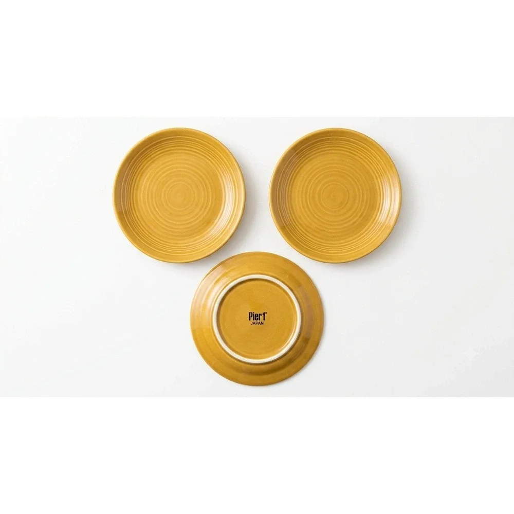 Pier 1 Essential Colours Yellow Salad Plates Set of 3 Vintage Stoneware Japan